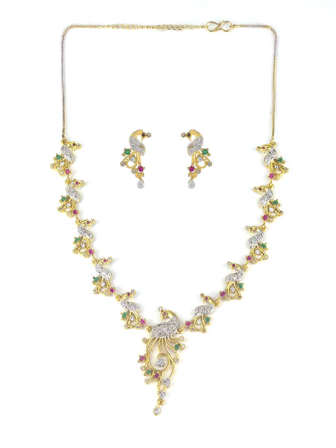Peacock American Diamond Trendy Jewellery Set