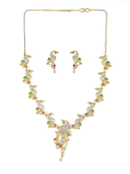 Peacock American Diamond Trendy Jewellery Set