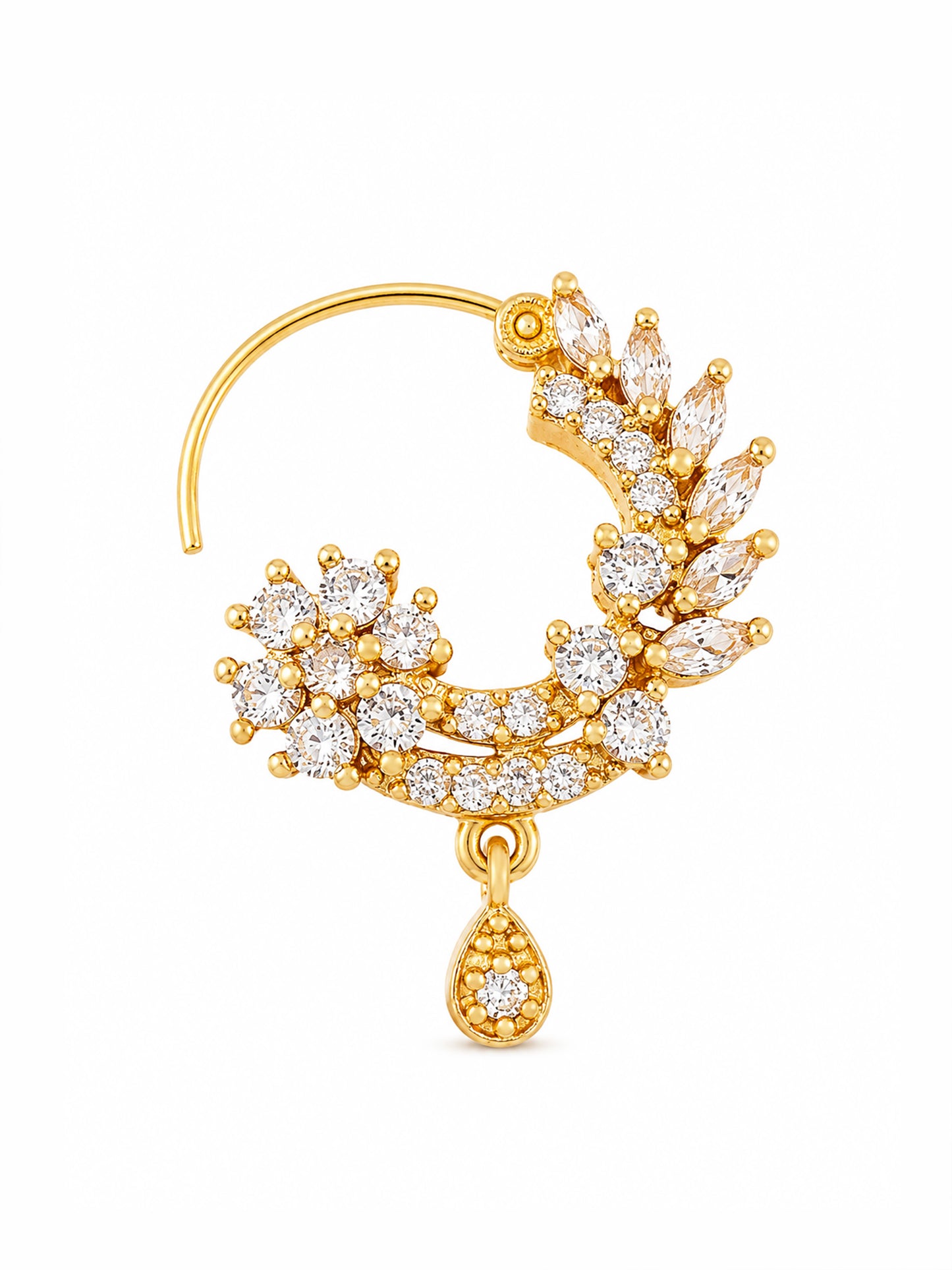 Gold Plated AD Floral Nosering for Women