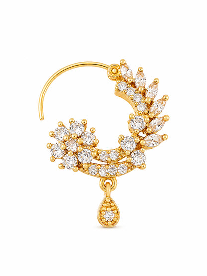 Gold Plated AD Floral Nosering for Women