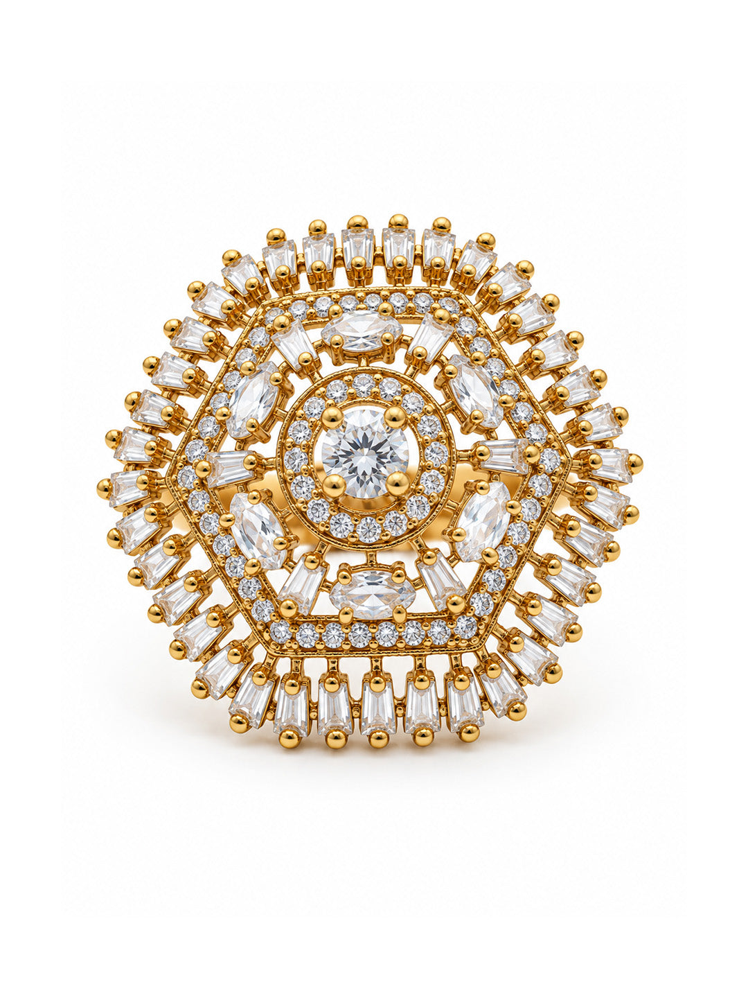 Antique Gold Plated AD Finger Ring for Women