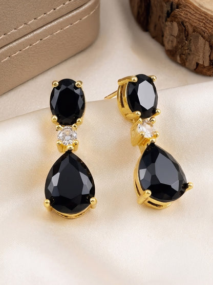 Gold Plated AD Teardrop Earrings for Women