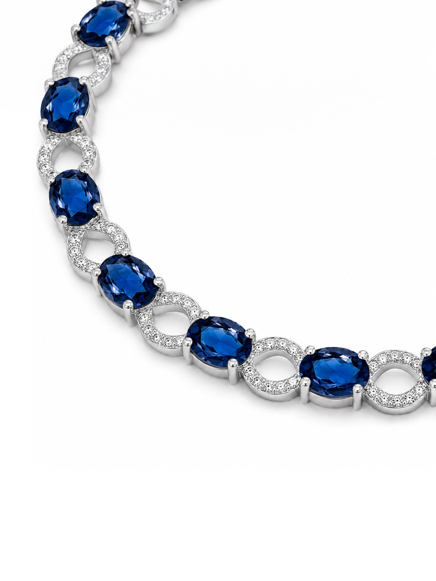 Silver Plated Blue AD Choker Set for Women