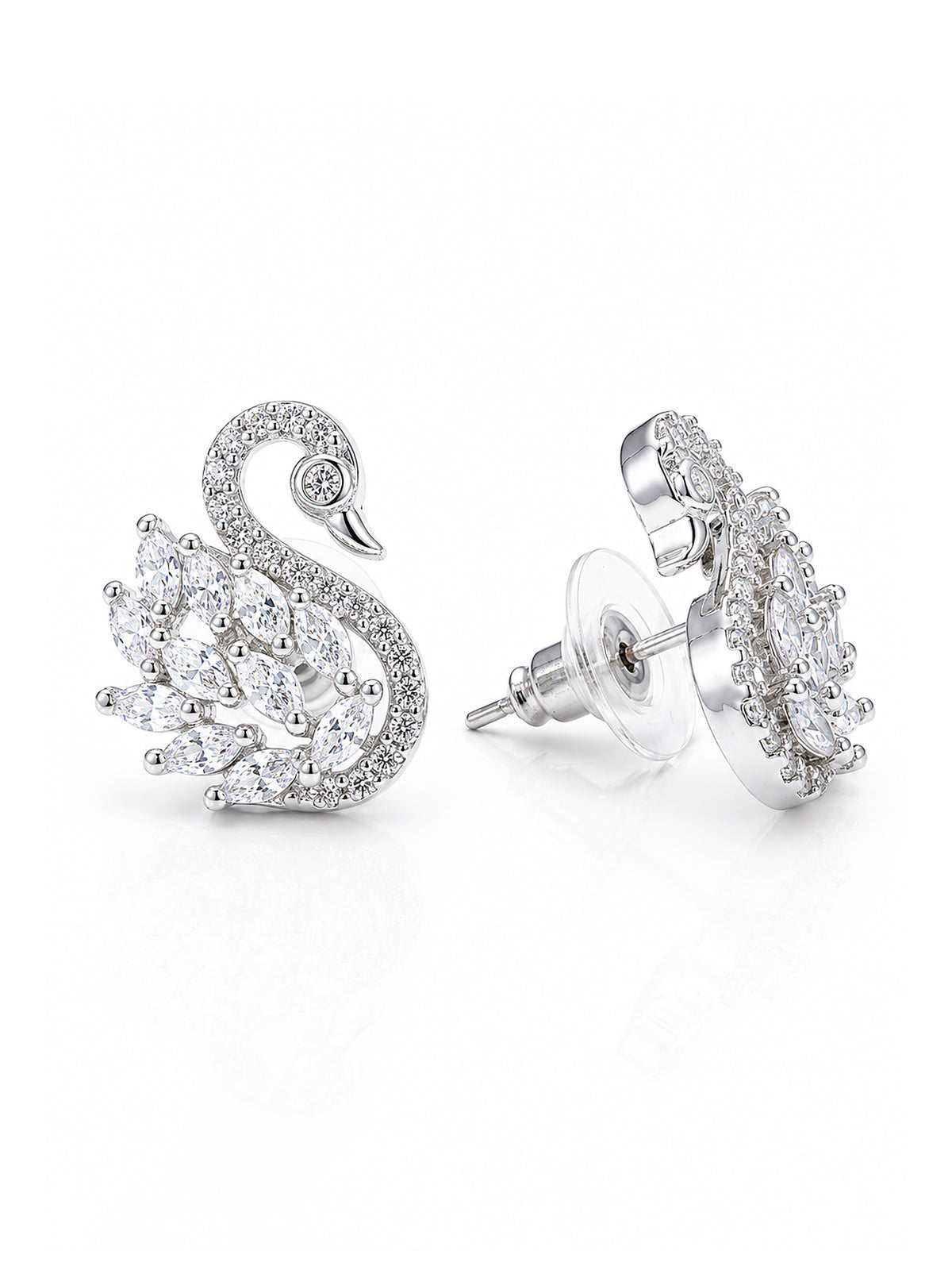 Rhodium Plated AD Stud Earrings for Women