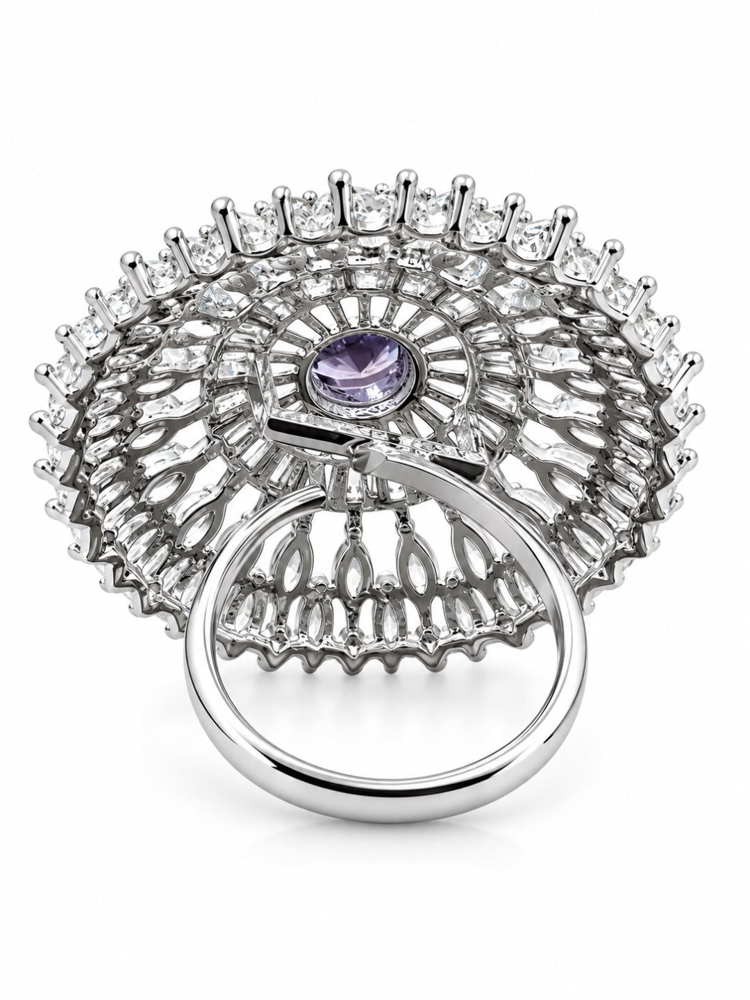 Silver Plated Purple AD Finger Ring for Women