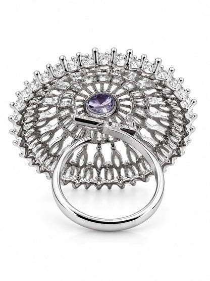 Silver Plated Purple AD Finger Ring for Women