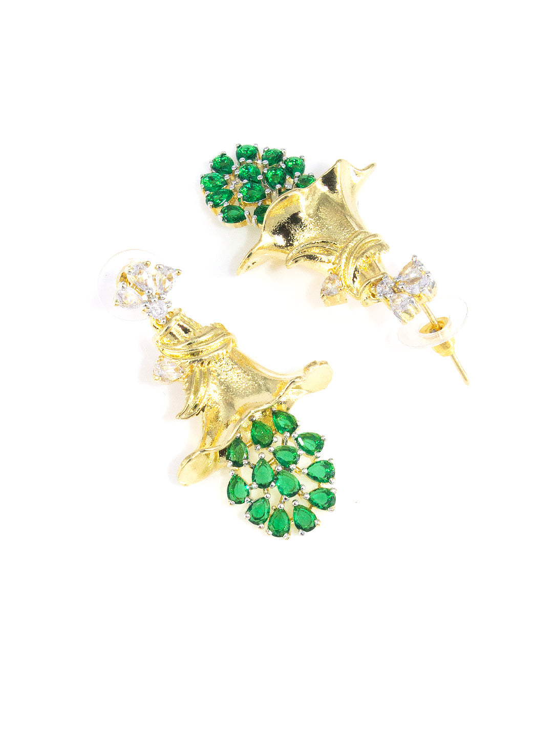 Gold Plated AD Green Floral Jewellery Set for Women