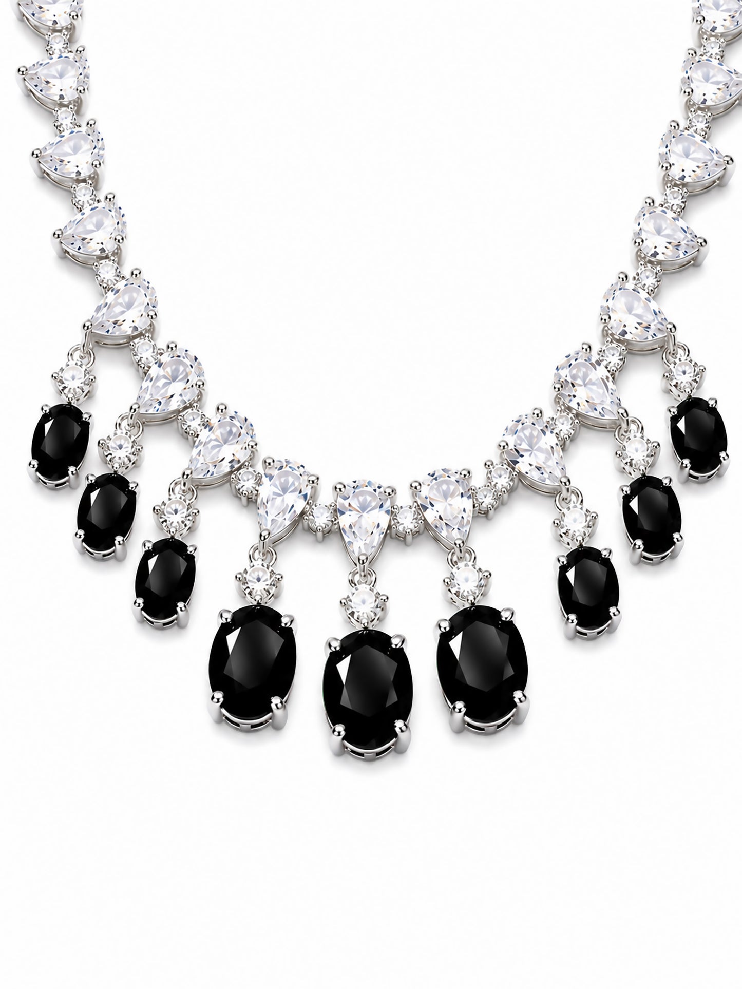 Silver Plated Black AD Choker Set for Women
