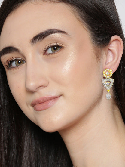Gold Plated AD Drop Earrings For Women