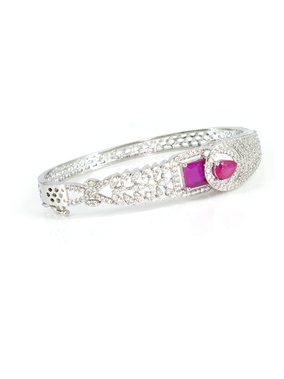 Silver Plated Ruby and AD Designer Bracelet