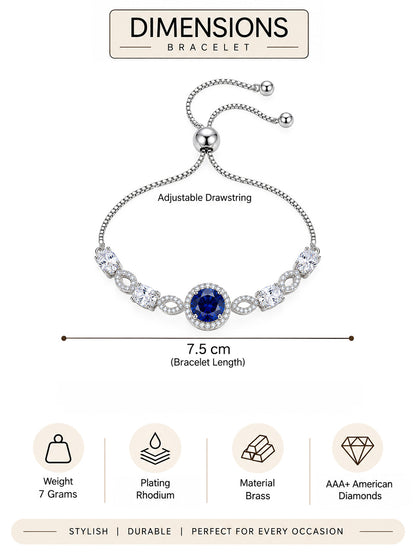 Silver Plated Blue AD Adjustable Bracelet for Women