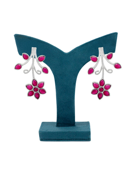 Classic Pink Floral Drop Earrings