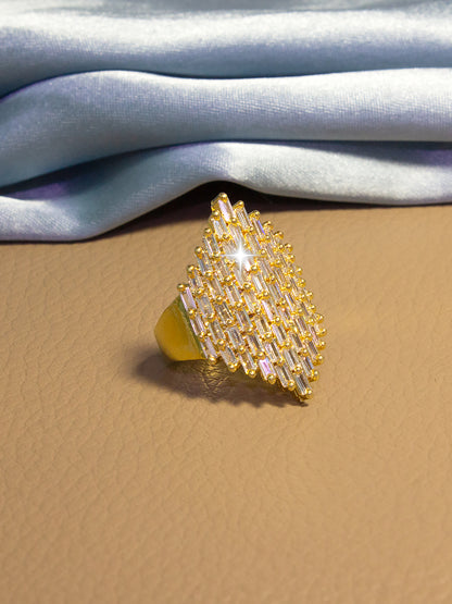 Gold Plated AD Adjustable Ring For Women