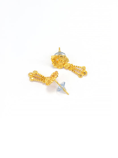 Gold Plated Traditional Floral Drop Earrings