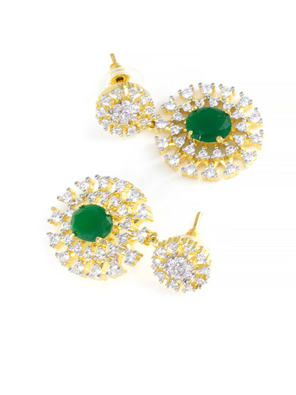 Statement Ruby & Emerald Traditional American Diamond Jewellery Set