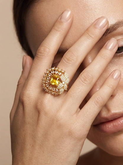 Gold Plated Yellow AD Finger Ring for Women