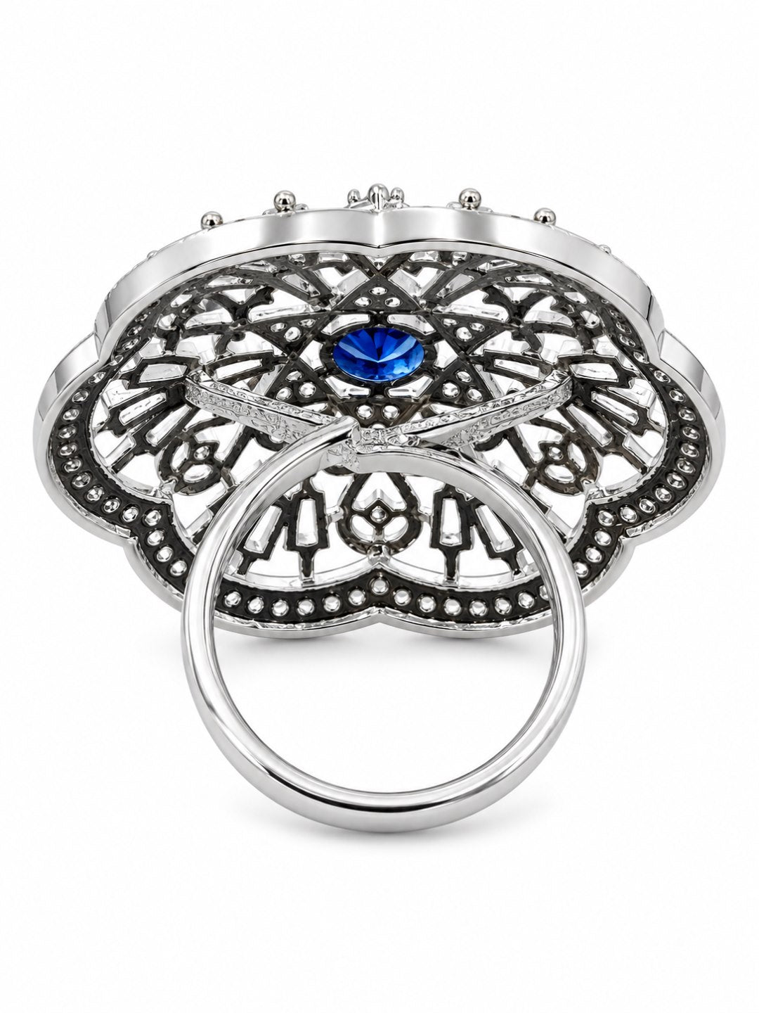 Silver Plated Blue AD Finger Ring for Women