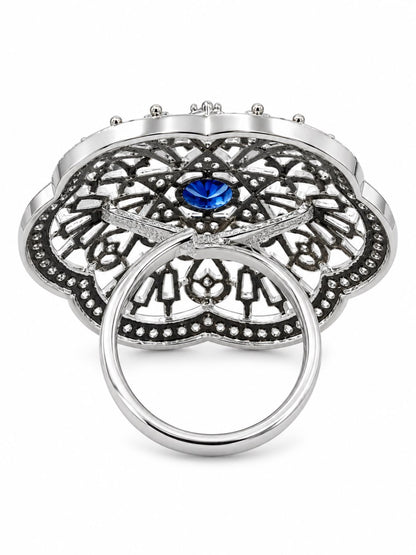 Silver Plated Blue AD Finger Ring for Women