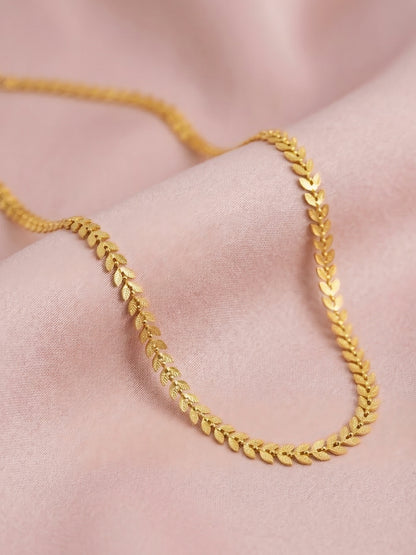 Gold Plated Leaf Chain Necklace for women