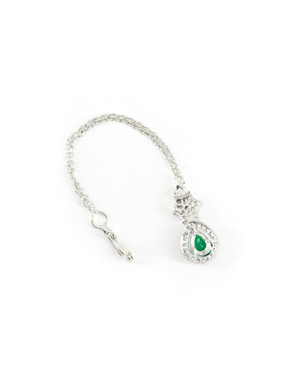 Rhodium Plated Green AD Maang Tikka for Women