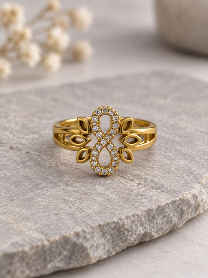 22K Gold Plated AD Finger Ring for Women