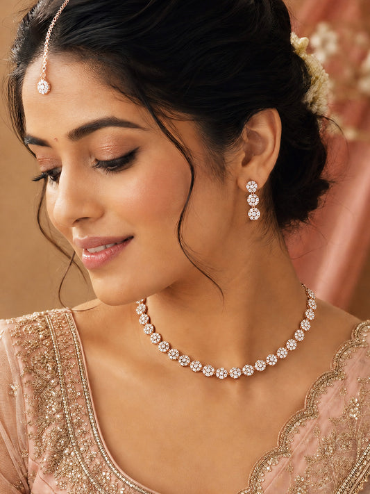 Rose Gold Plated Floral Jewellery Set for Women