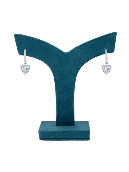 Silver Plated Heart AD Drop Earrings for Women