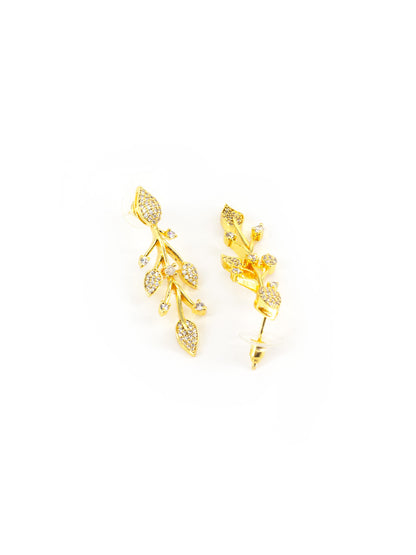Gold Plated American Diamond Leaf Designer Jewellery Set for Women