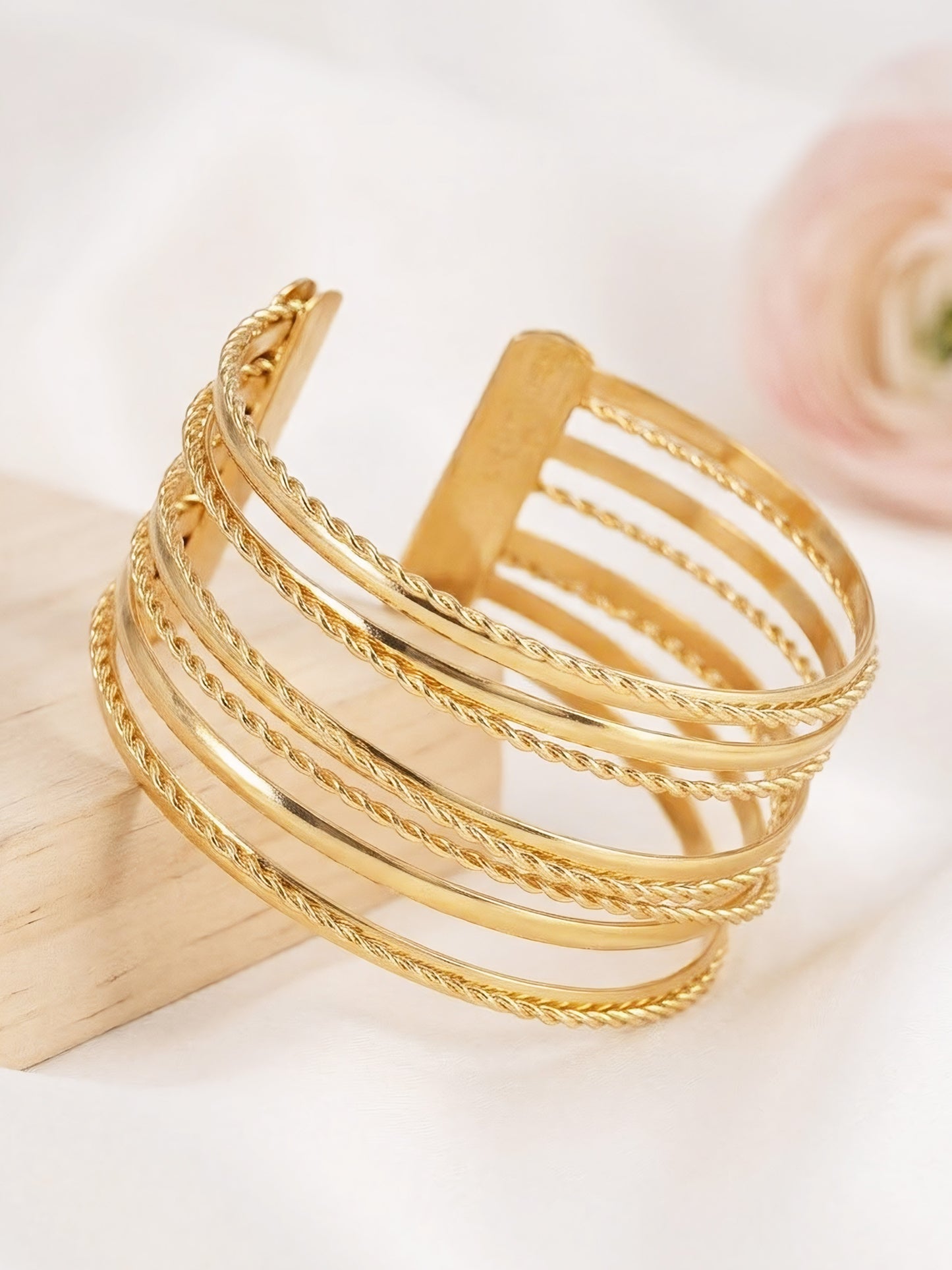 Gold Plated Adjustable Cuff Bracelet for Women