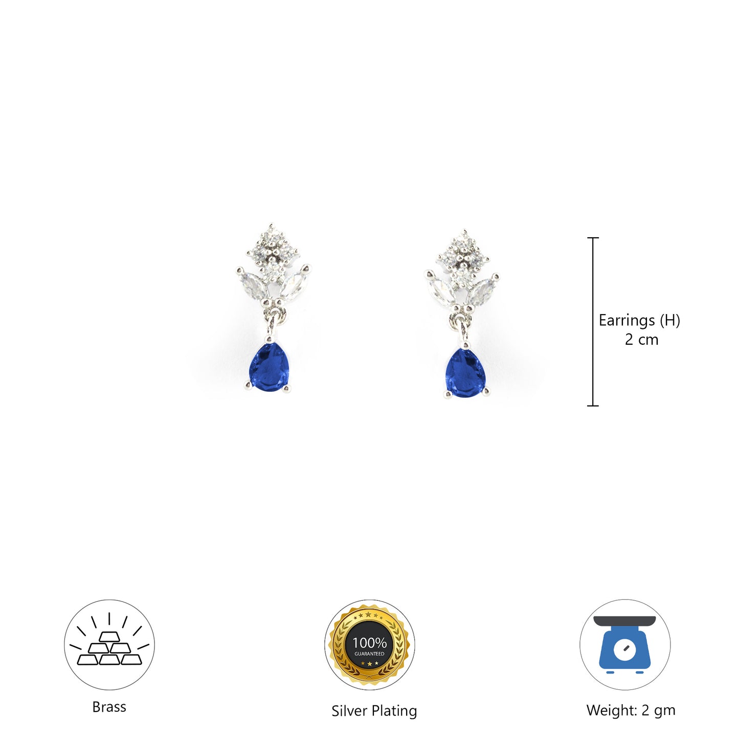 Silver Plated Blue Drop Earrings for Women