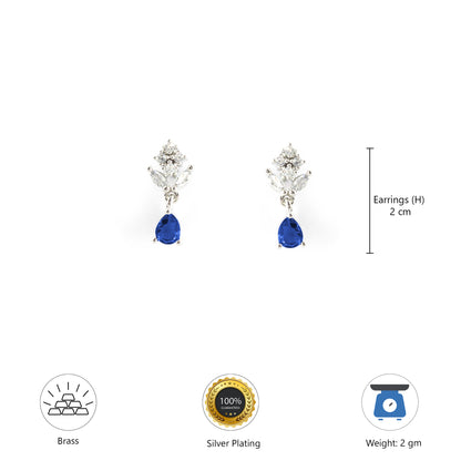 Silver Plated Blue Drop Earrings for Women