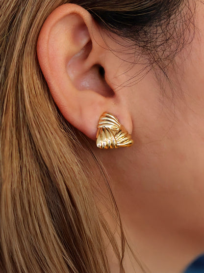 Stainless Steel Anti Tarnish Triangular Knot Stud Earrings