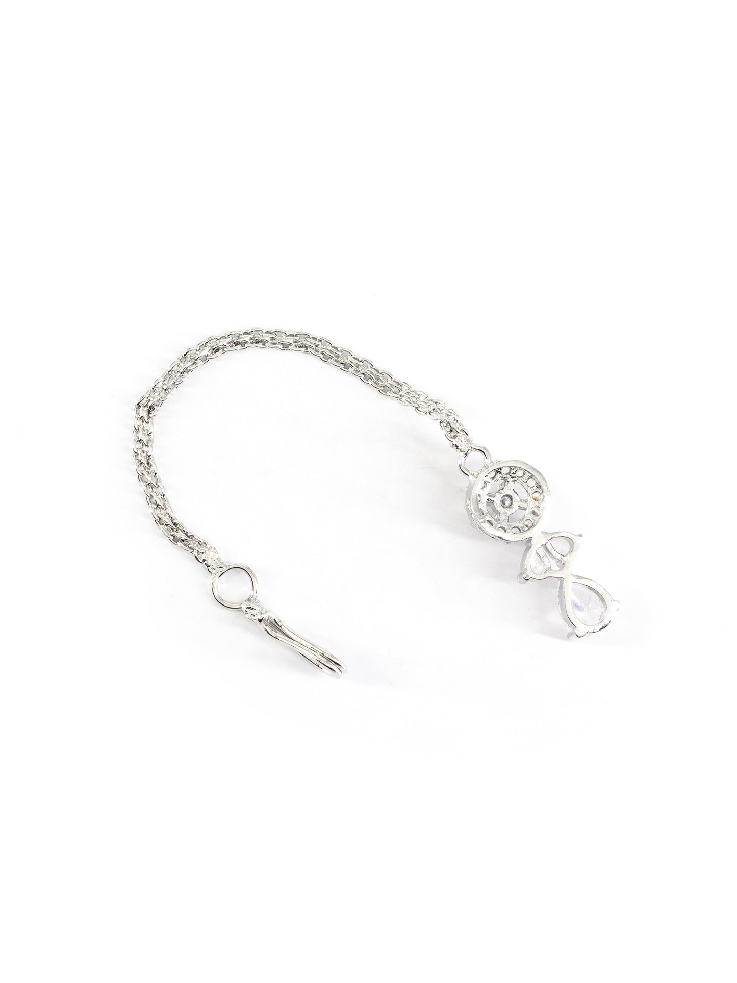 Silver Plated White AD Maang Tikka for Women