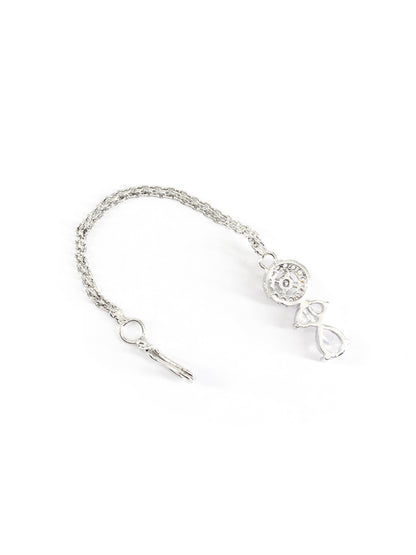 Silver Plated White AD Maang Tikka for Women
