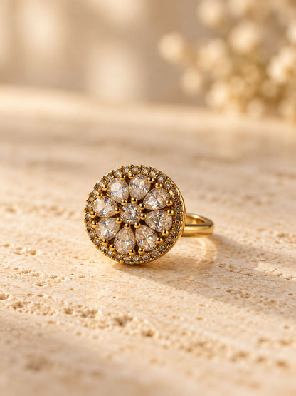 22K Gold Plated AD Finger Ring for Women