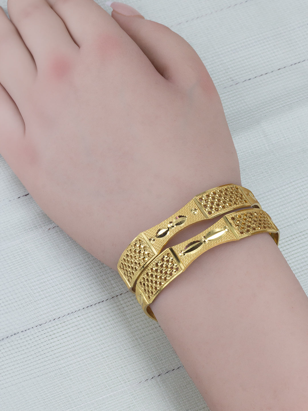 Gold Plated Brass Anti-Tarnish Bangle Pair