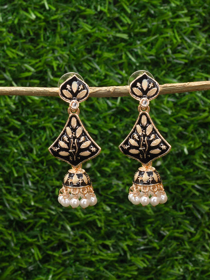 Black Beads Drop Jhumka Earring