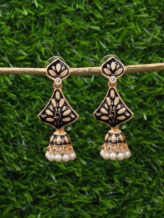 Black Beads Drop Jhumka Earring