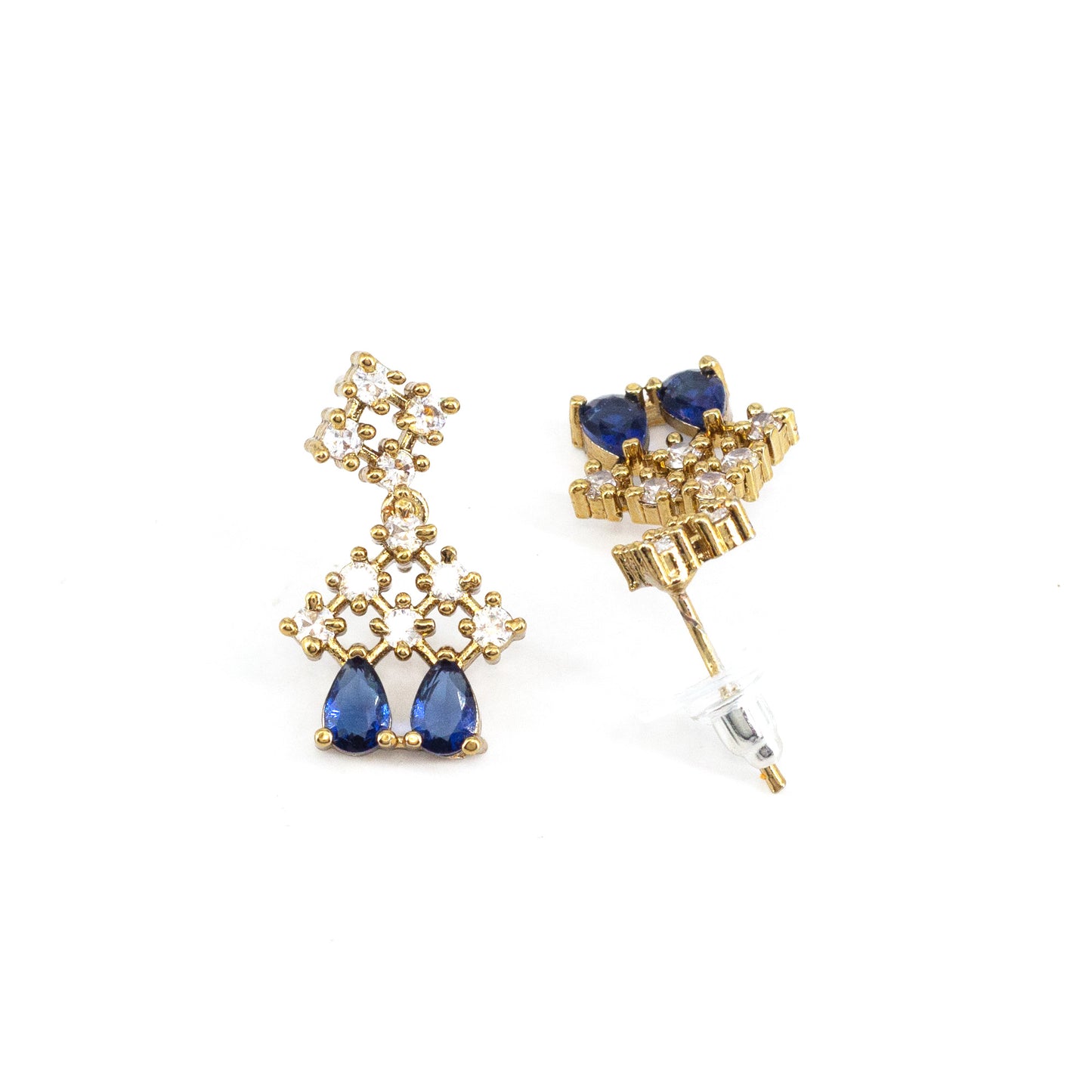 Gold Plated Blue American Diamond Jewellery Set for Women