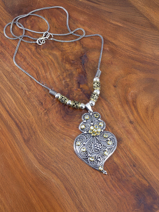 Oxidized Heart Chain Necklace