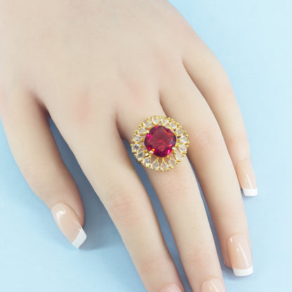 Gold Plated Red AD Finger Ring for Women