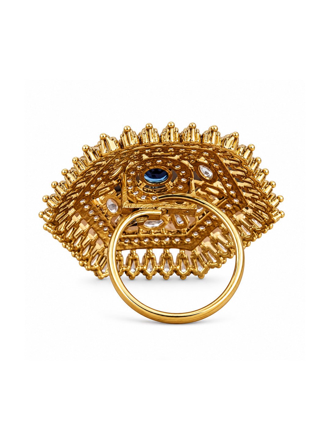 Antique Gold Plated Blue AD Finger Ring for Women