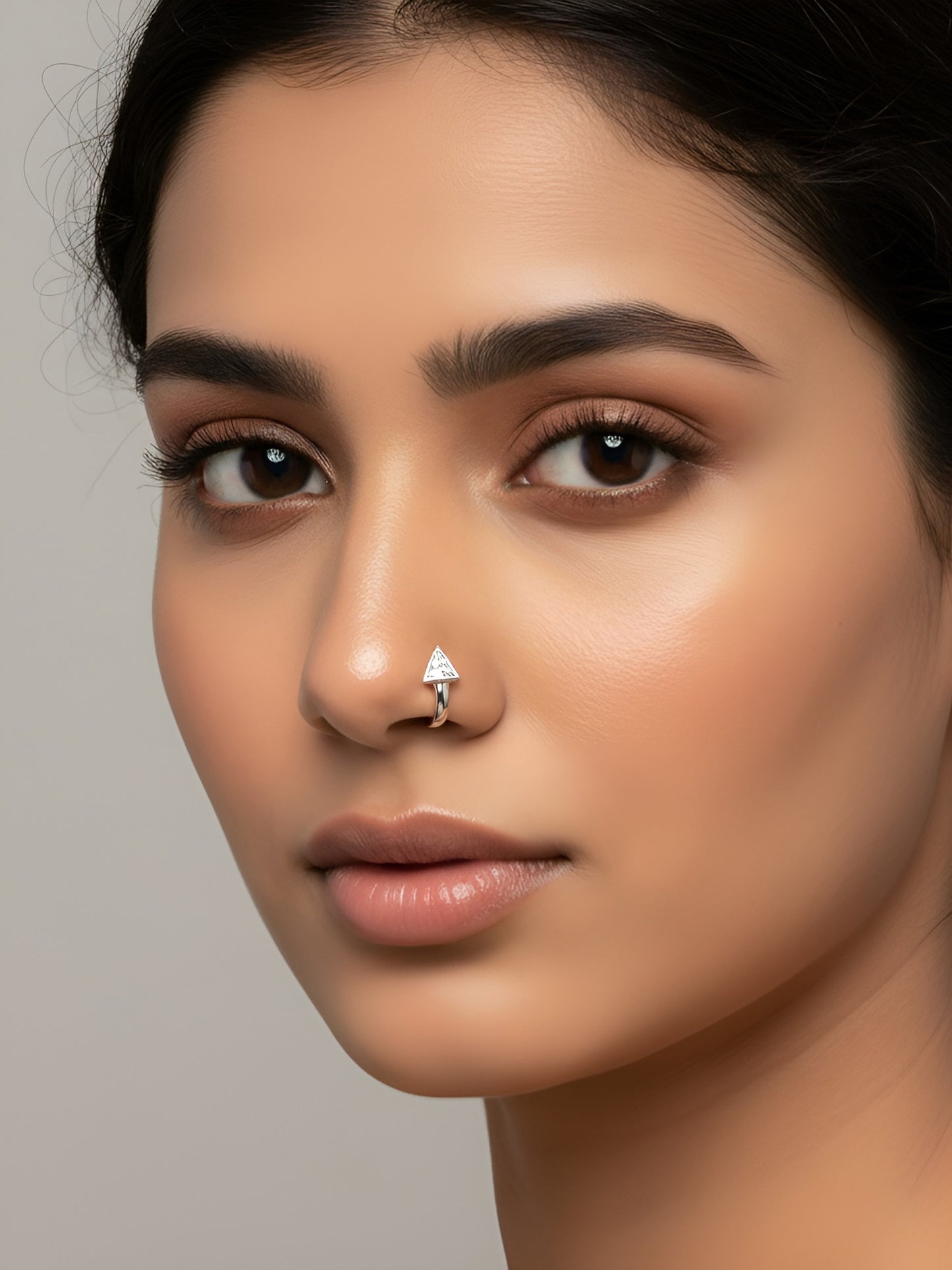 Set of 4 Silver & Gold Plated White AD Press On Nose Pins for women