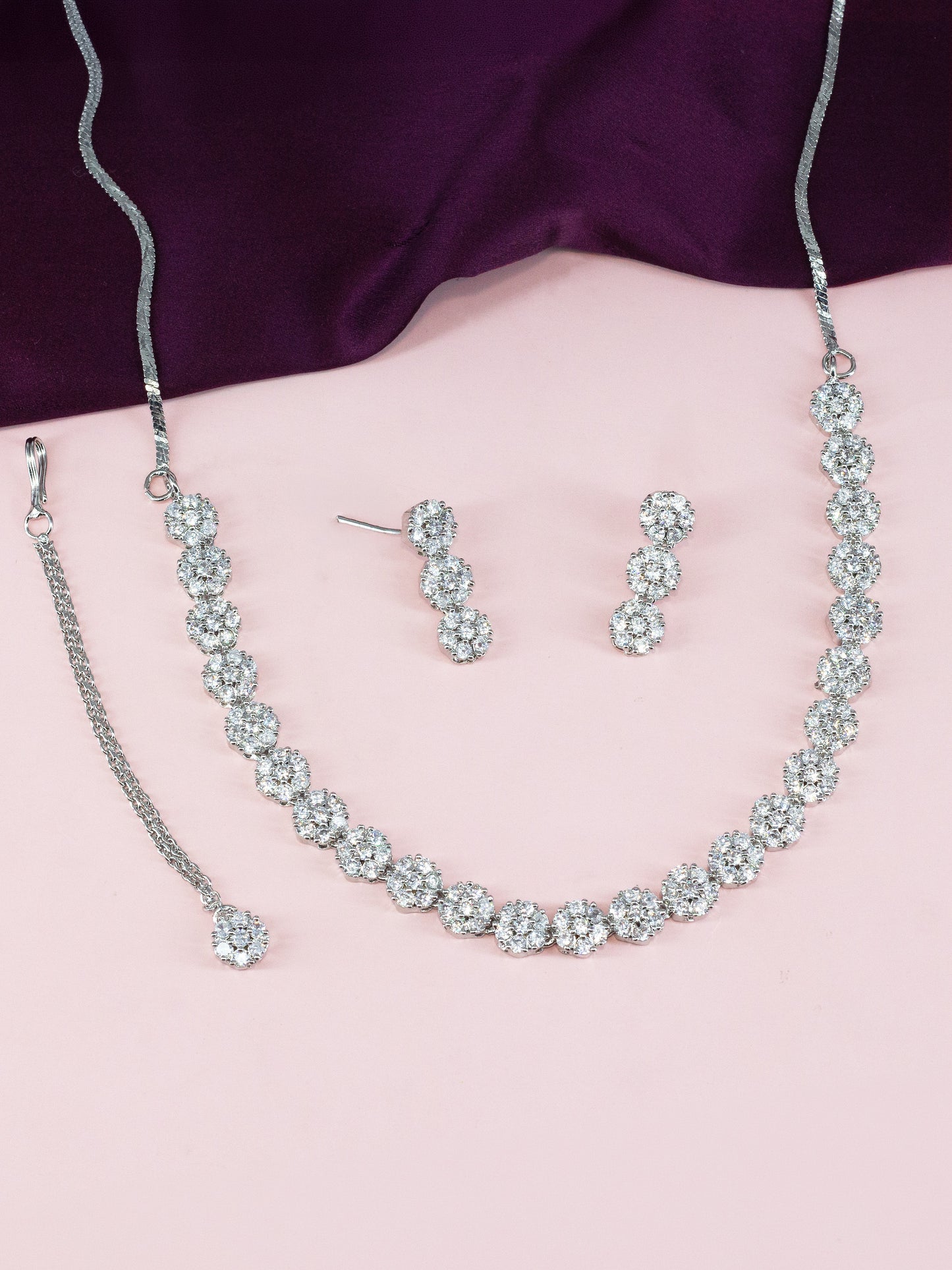 Silver Plated Floral Jewellery Set for Women