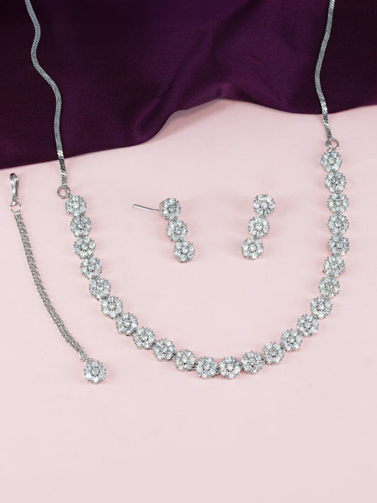 Silver Plated Floral Jewellery Set for Women