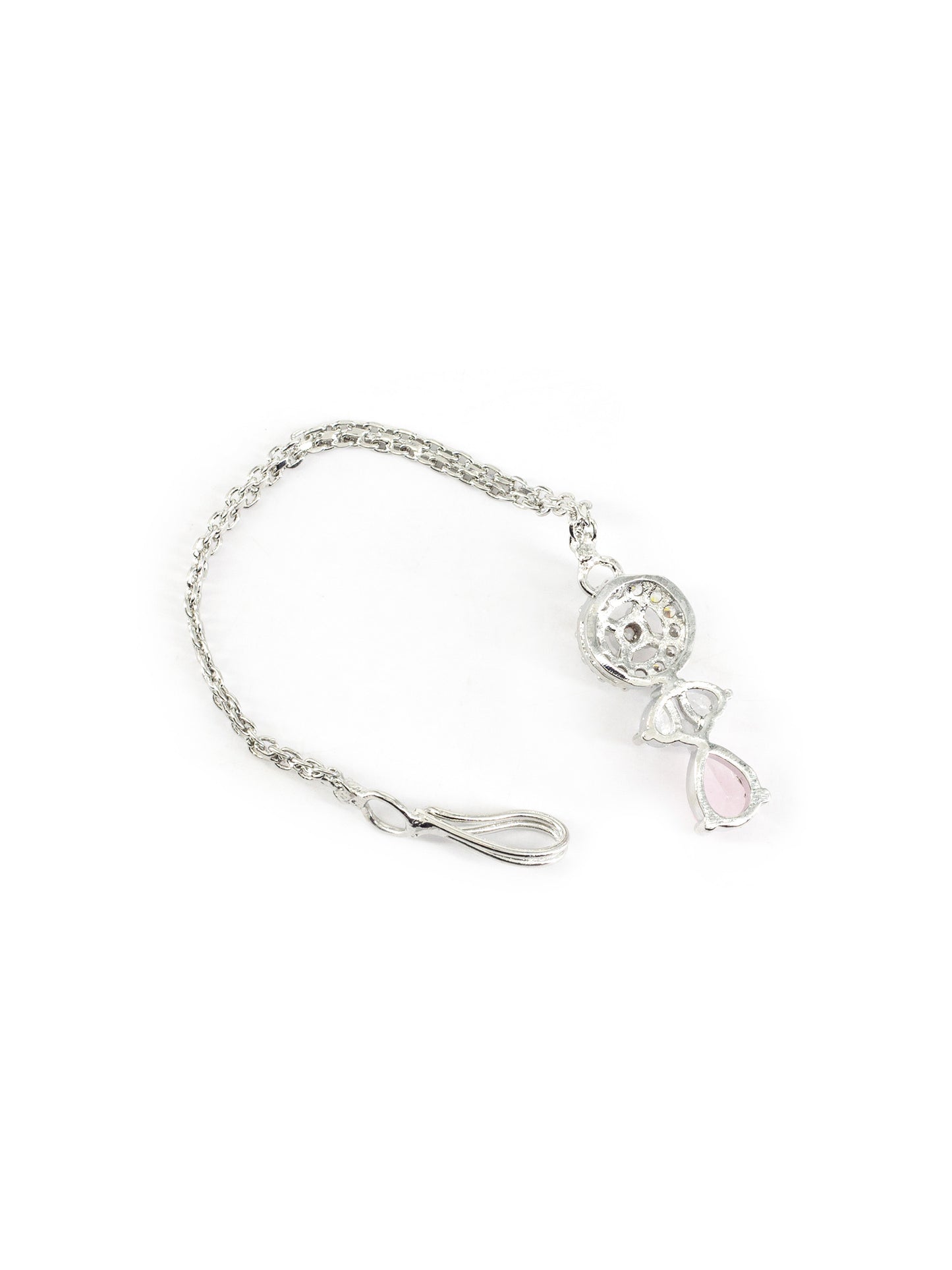 Silver Plated Pink AD Maang Tikka for Women