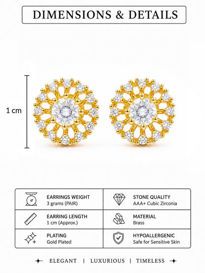 Gold Plated AD Stud Earrings for Women