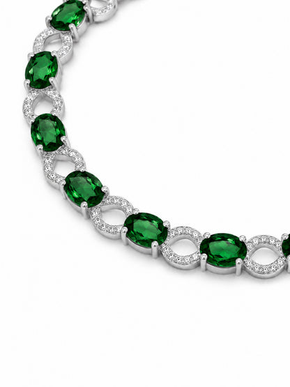 Silver Plated Green AD Choker Set for Women