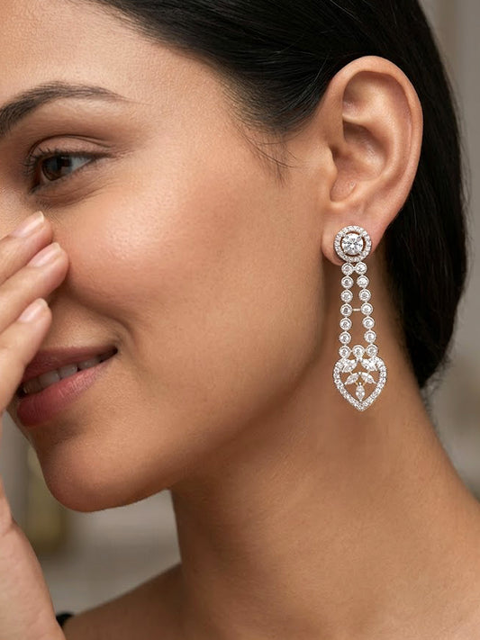 Gold Plated AD Drop Earrings for Women