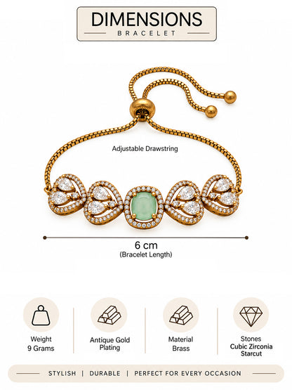 Antique Gold Plated Green AD Bracelet for Women